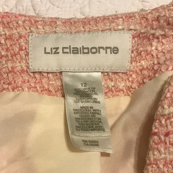 Adorable pink & cream tweed Liz Claiborne blazer with ribbons & bows (12) - Picture 4 of 16